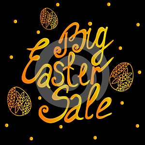 Big Easter sale gold lettering typography with eggs