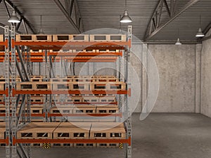 Big empty warehouse lighting,