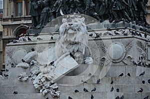 Big equestrian statue of Vittorio Emanuele II in Milan city