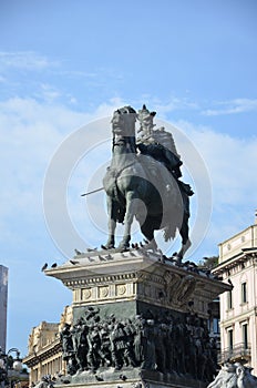 Big equestrian statue of Vittorio Emanuele II in Milan city, Ita photo