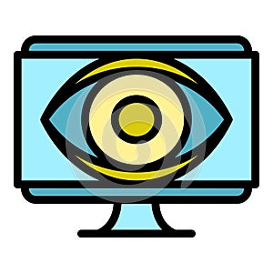 Big eye monitor icon color outline vector