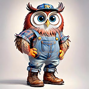 Big eyes barn owl bird determination leader construction labor work
