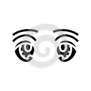 big eyes kawaii glyph icon vector illustration