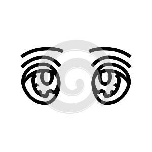 big eyes kawaii line icon vector illustration