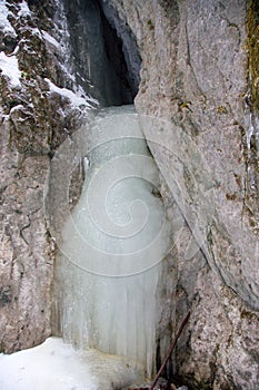 Big Falcon ravine in Slovak Paradise National park in winter, Slovakia