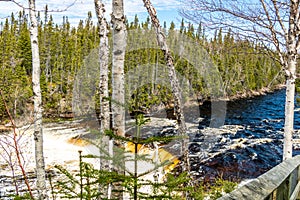 Big Falls roars across the entire width of the river. Sir Richard Squires Provincial Park Newfoundland Canada