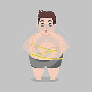 Big Fat Man worry wearing short pants Tape measure