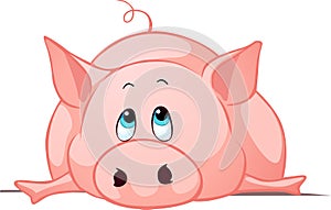 Big fat pig lay down - vector illustration