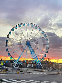 A Big Ferris Wheel at Sundown in the Harbour of Helsinki, Finland