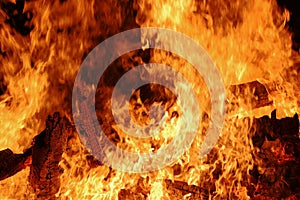 A big fire in the night