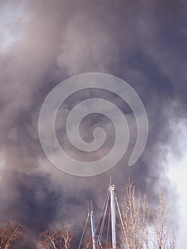 Big fire smoke cloud