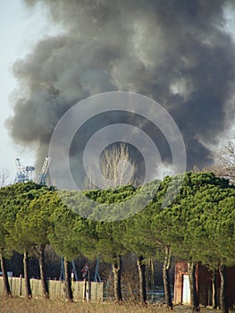 Big fire smoke cloud