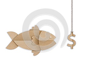 Big fish eating money dollar symbol bait