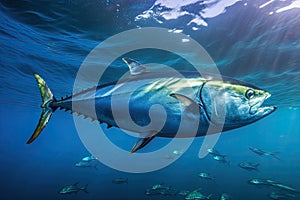 a large tuna fish swimming in the ocean