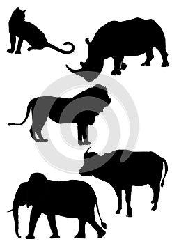 Big five Africa silhouette