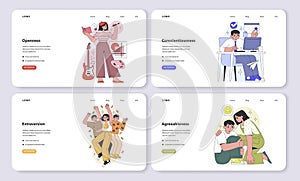 Big Five Personality Traits on a website. Flat vector illustration