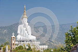 Big five white buddha at Wat Pha Sorn Kaew