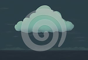 big fluffy cloud on overcast night sky generative AI abstract illustration