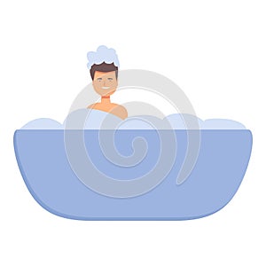 Big foam bathing icon cartoon vector. Kid babe son