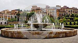 Big fountain with nice houses Tuscany Style and beautiful park