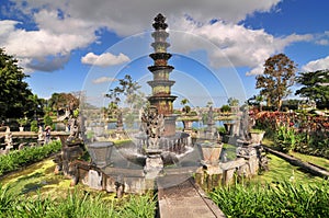 Big fountain in Royal water palace and pools Tirthagangga, Bali, Indonesia