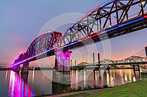 Big Four Bridge across Ohio River between Louisville, Kentucky and Jeffersonville, Indiana