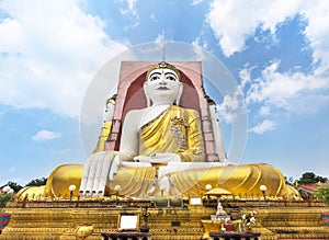 Big four Buddha statues or Kyaik Pun pagoda in Bago , Myanmar