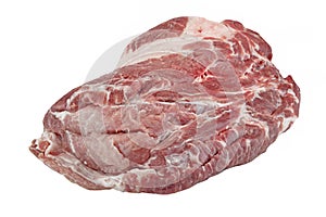 Big Fresh Raw Pork Loin Chop Isolated On White