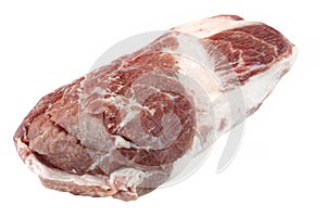 Big Fresh Raw Pork Loin Chop Isolated On White