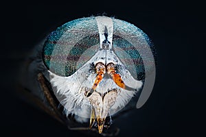 Big gadfly close-up, macro photo.