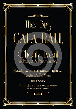 Big gala ball art deco background