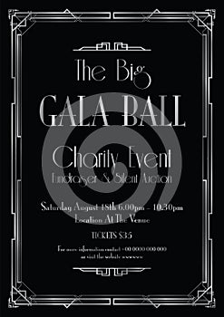 Big gala ball art deco background