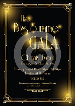 Big gala ball art deco background