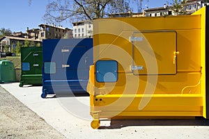 A big garbage recycling bins colorful