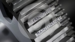 Big gears in metal with the words predictive maintenance