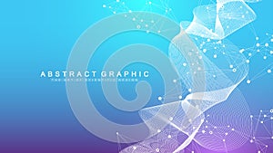 Big Genomic Data Visualization. DNA helix, DNA strand, DNA Test. CRISPR CAS9 - Genetic engineering. Molecule or atom