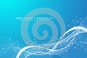 Big Genomic Data Visualization. DNA helix, DNA strand, DNA Test. CRISPR CAS9 - Genetic engineering. Molecule or atom photo