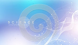 Big Genomic Data Visualization. DNA helix, DNA strand, DNA Test. CRISPR CAS9 - Genetic engineering. Molecule or atom photo