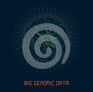 Big Genomic Data Visualization - DNA Test, Barcoding, Genom Map Architecture Vector Graphic Template