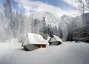 Big Giewont and houses in the valley