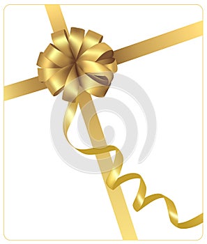 Big gift gold bow with a ribbon.