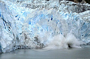 Big glacier caved into the water due to global warming near Glacier Bay, Alaska, U.S.A