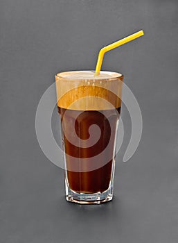 Big glass with cold coffee drink frappe