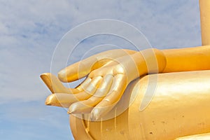 Big Golden Buddha hand statue