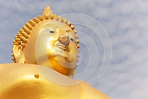 Big Golden Buddha Image at Wat Muang Muang Buddhist Temple, Ang Thong, Thailand