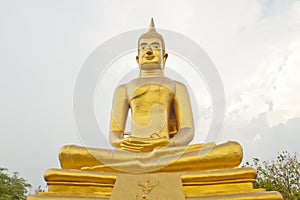 Big golden buddha meditating