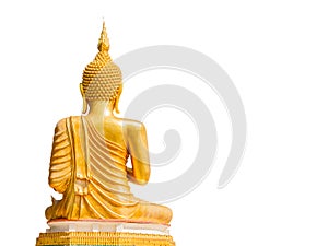 Big Golden Buddha statue in Thailand temple isolate on white background with clippingpath