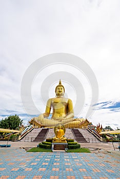 Big Golden Buddha statue at Wat Muang Temple angthong province