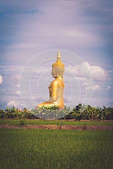 Big Golden Buddha statue at Wat Muang Temple angthong province