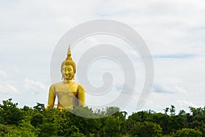 Big Golden Buddha statue at Wat Muang Temple angthong province